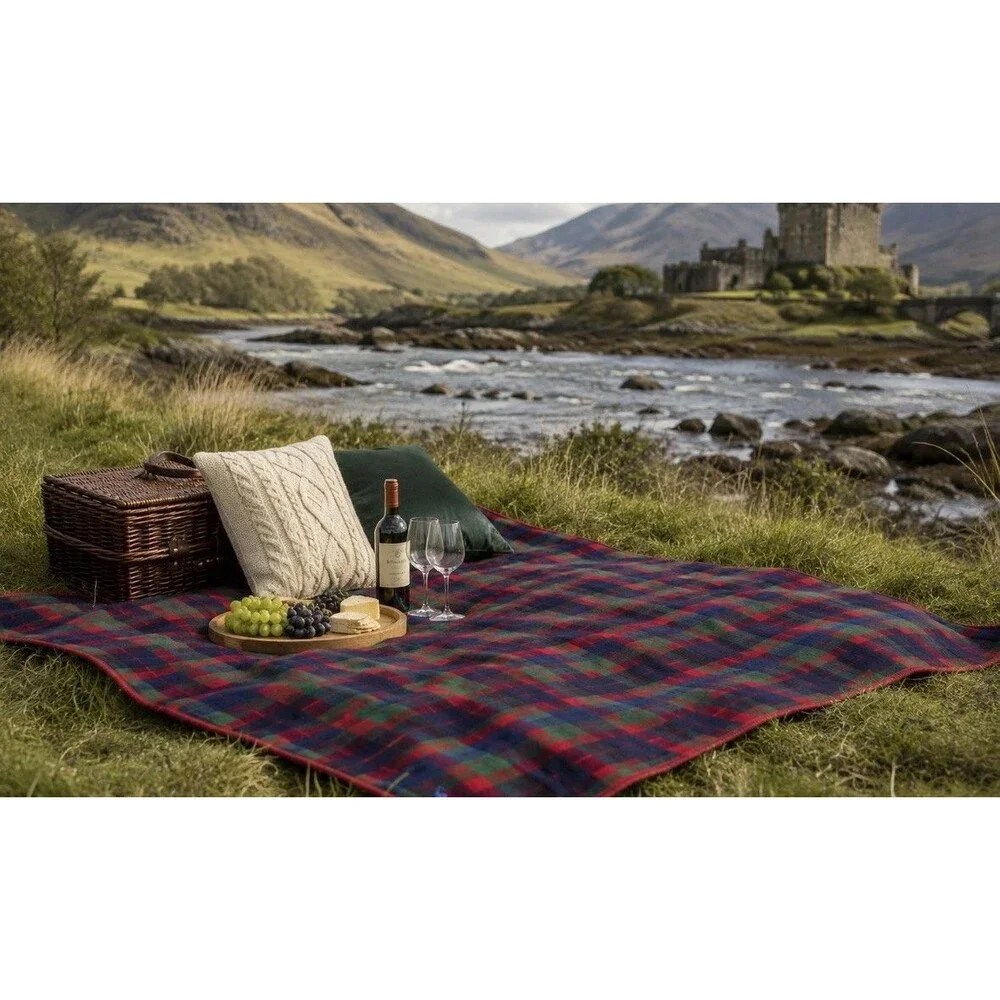 Ralph Lauren Red Tartan Plaid Cotton Blanket Throw 55”x71”